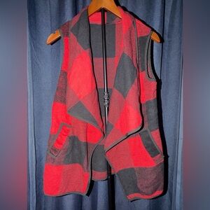 Medium Red and Black Buffalo Plaid Vest with pockets